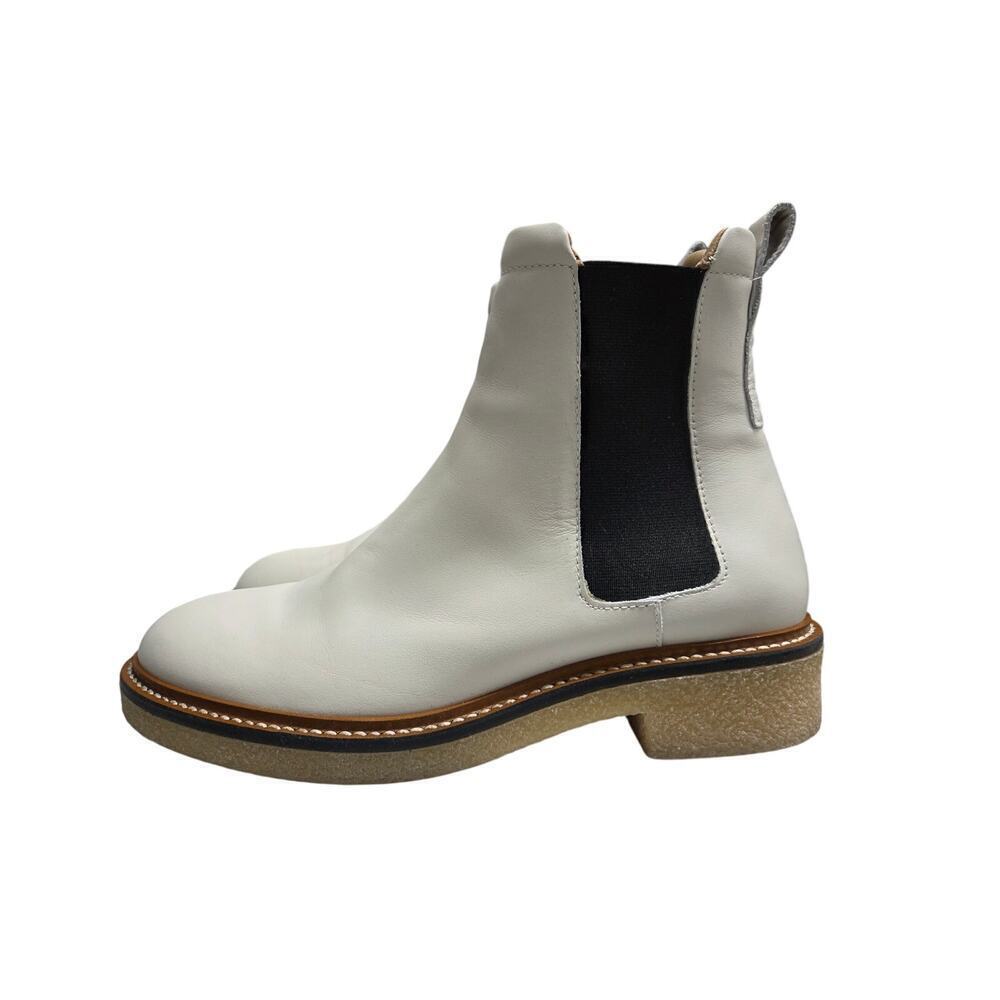 Everlane Ivory Leather Crepe Sole Ankle Booties Size 6 - Picture 6 of 10